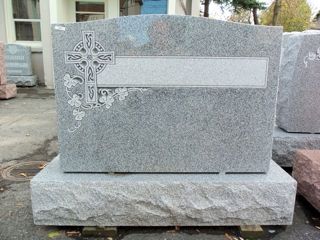 G 137 gray granite monument with cross by Lutz Monument Company