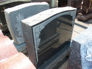 Black granite monument at Karl Lutz Monument Company