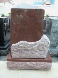 Red granite monument at Karl Lutz Monument Company